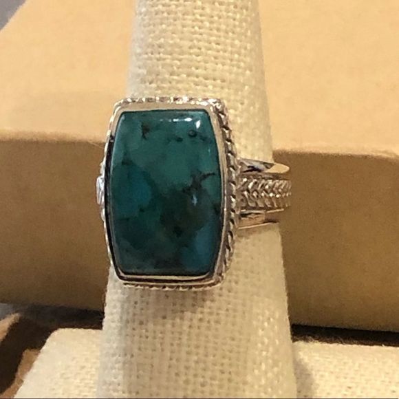 BARSE Turquoise Sterling Silver Braid Rope Detail Ring 7 - Picture 7 of 10